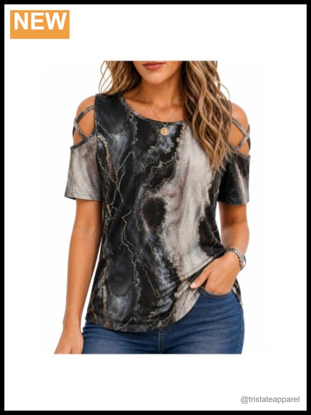 Womens Cold Shoulder Tunic Top Short Sleeve High Low Scoop Neck Loose Fit